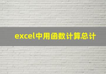 excel中用函数计算总计