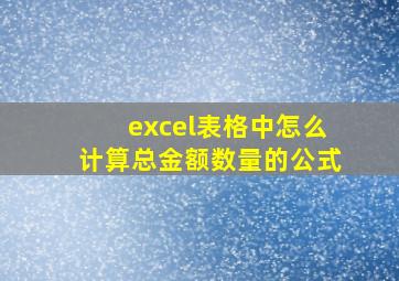 excel表格中怎么计算总金额数量的公式