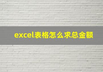 excel表格怎么求总金额