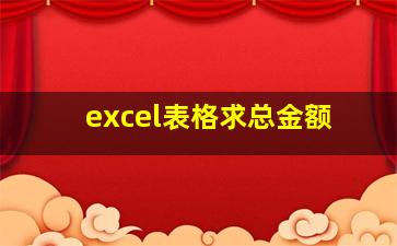 excel表格求总金额