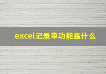 excel记录单功能是什么