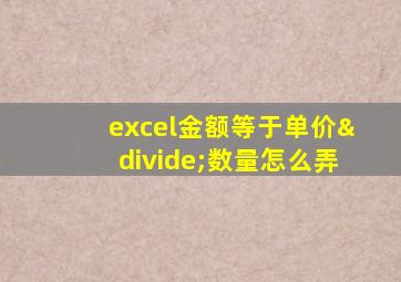 excel金额等于单价÷数量怎么弄