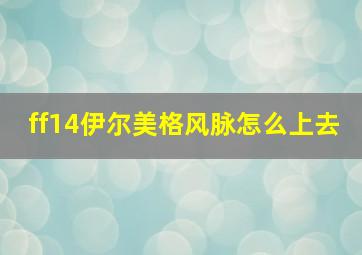 ff14伊尔美格风脉怎么上去