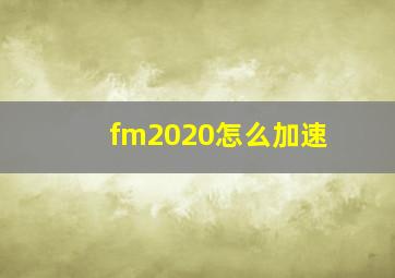 fm2020怎么加速