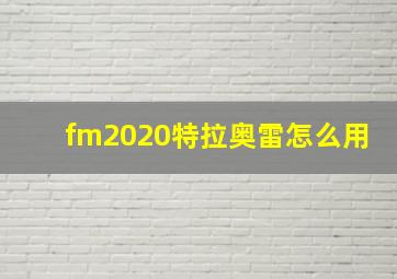 fm2020特拉奥雷怎么用