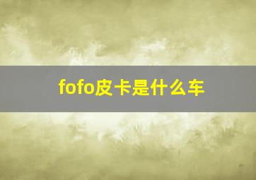 fofo皮卡是什么车