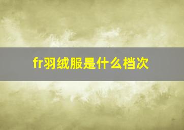 fr羽绒服是什么档次