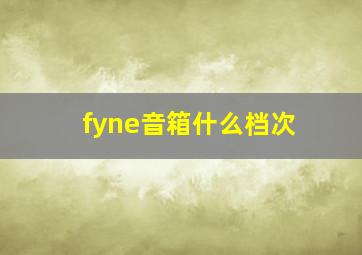 fyne音箱什么档次