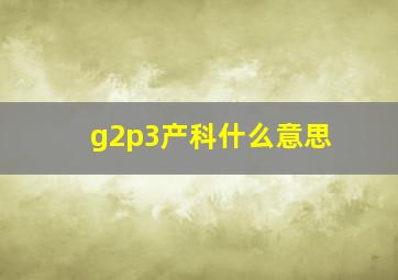 g2p3产科什么意思