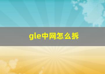 gle中网怎么拆