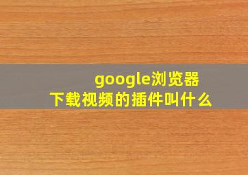 google浏览器下载视频的插件叫什么