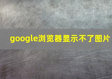 google浏览器显示不了图片