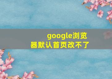 google浏览器默认首页改不了