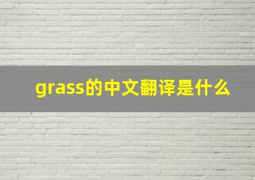 grass的中文翻译是什么