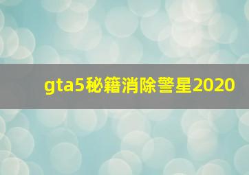 gta5秘籍消除警星2020