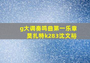 g大调奏鸣曲第一乐章莫扎特k283沈文裕