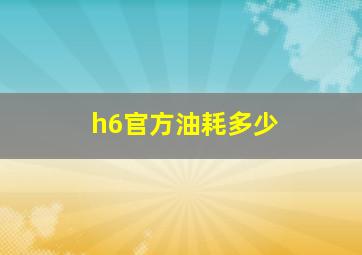 h6官方油耗多少