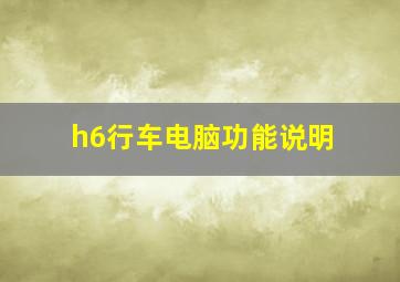 h6行车电脑功能说明