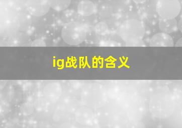 ig战队的含义