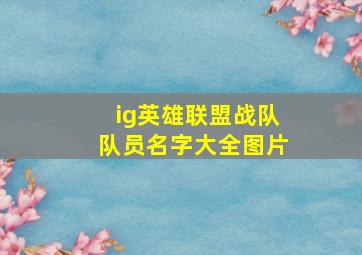 ig英雄联盟战队队员名字大全图片