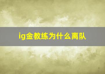 ig金教练为什么离队