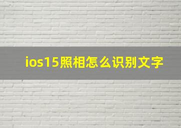 ios15照相怎么识别文字