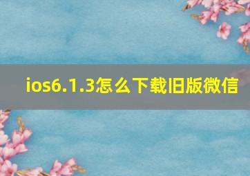 ios6.1.3怎么下载旧版微信