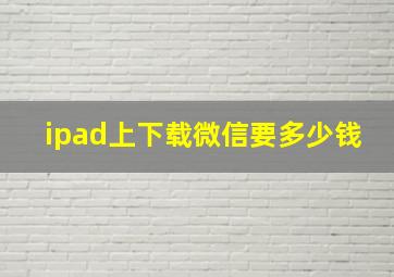 ipad上下载微信要多少钱