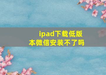 ipad下载低版本微信安装不了吗