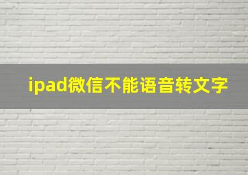 ipad微信不能语音转文字