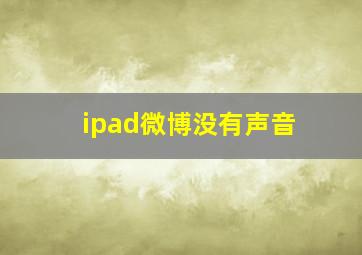 ipad微博没有声音