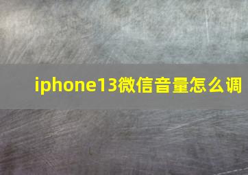 iphone13微信音量怎么调