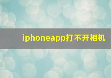 iphoneapp打不开相机