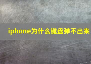 iphone为什么键盘弹不出来