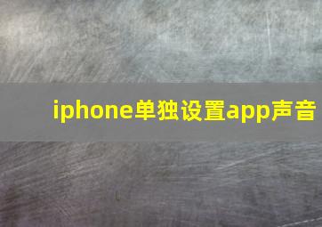 iphone单独设置app声音