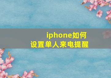 iphone如何设置单人来电提醒