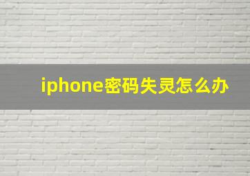 iphone密码失灵怎么办