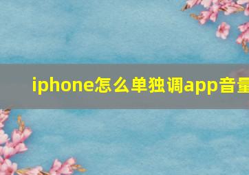 iphone怎么单独调app音量