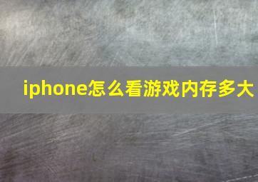 iphone怎么看游戏内存多大