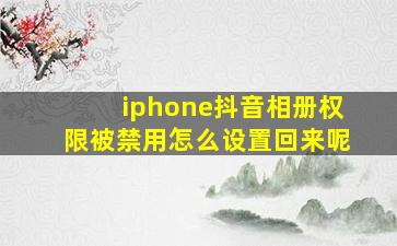 iphone抖音相册权限被禁用怎么设置回来呢