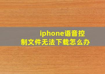 iphone语音控制文件无法下载怎么办