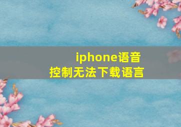 iphone语音控制无法下载语言