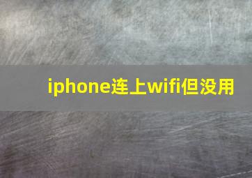 iphone连上wifi但没用