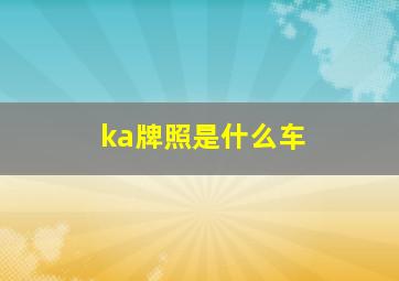 ka牌照是什么车