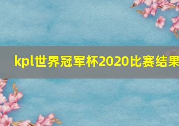 kpl世界冠军杯2020比赛结果