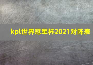 kpl世界冠军杯2021对阵表