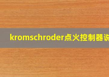 kromschroder点火控制器说明