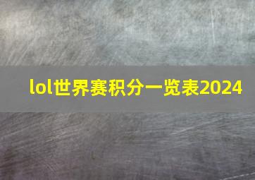 lol世界赛积分一览表2024