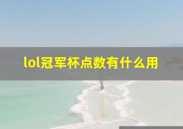 lol冠军杯点数有什么用