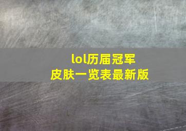 lol历届冠军皮肤一览表最新版